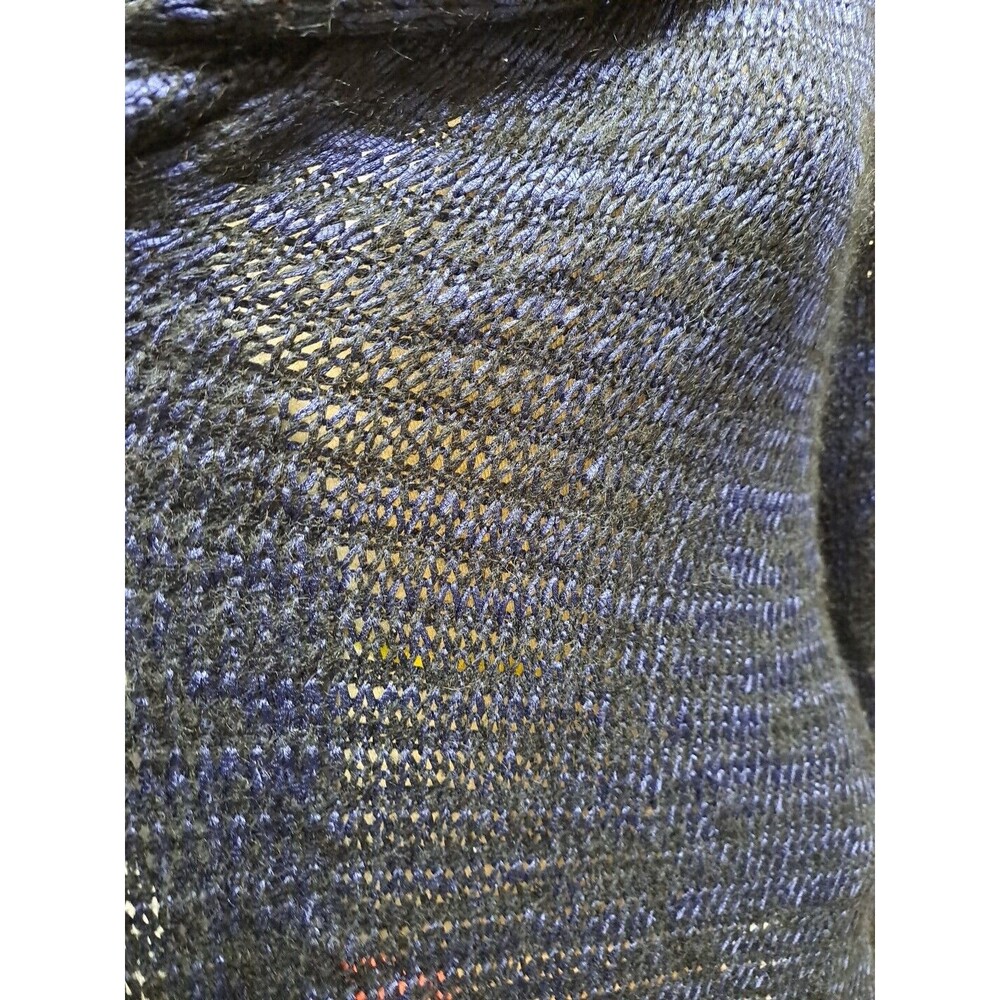 Giorgio Armani Cardigan Sweater Blue Black Womens 46 Open Waterfall Preppy Italy - Picture 8 of 12